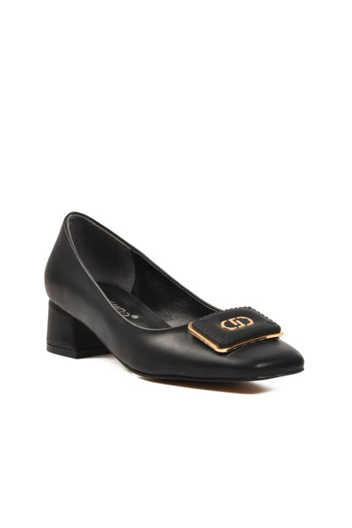 Ayakmod Siyah Cilt  Kadın Topuklu Ayakkabı 312240 Z - 3