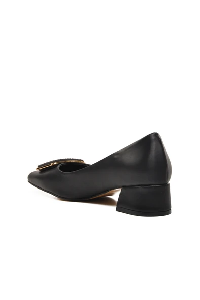 Ayakmod Siyah Cilt  Kadın Topuklu Ayakkabı 312240 Z - 4