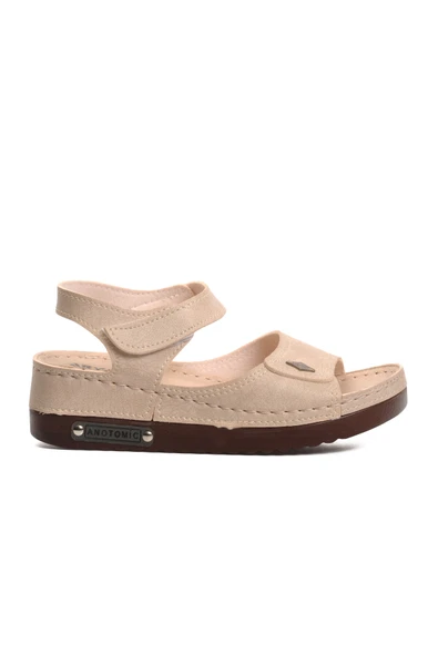 Ayakmod Bej Kadın Yüksek Taban Sandalet 07-109 RR Z