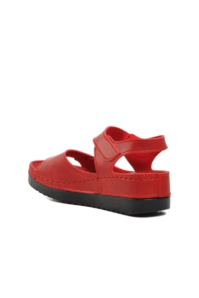 Ayakmod Kırmızı  Kadın Düz Sandalet 07-109 RR Z - 9