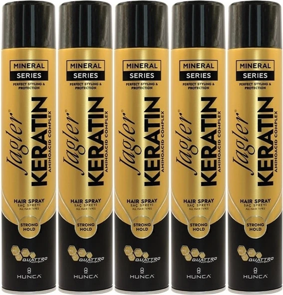 Jagler Saç Spreyi 400ML Keratinli  Keratin Strong Hold - Minarelli - Ekstra Sert (5 Li Set)