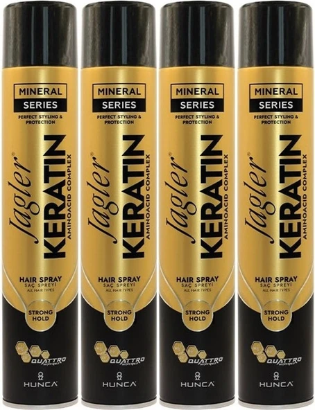Jagler Saç Spreyi 400ML Keratinli  Keratin Strong Hold - Minarelli - Ekstra Sert (4 Lü Set) - 1