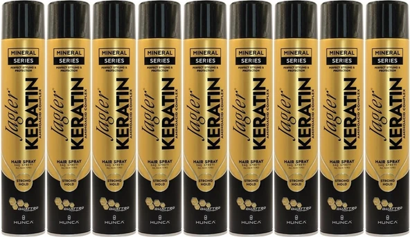 Jagler Saç Spreyi 400ML Keratinli  Keratin Strong Hold - Minarelli - Ekstra Sert (9 Lu Set)