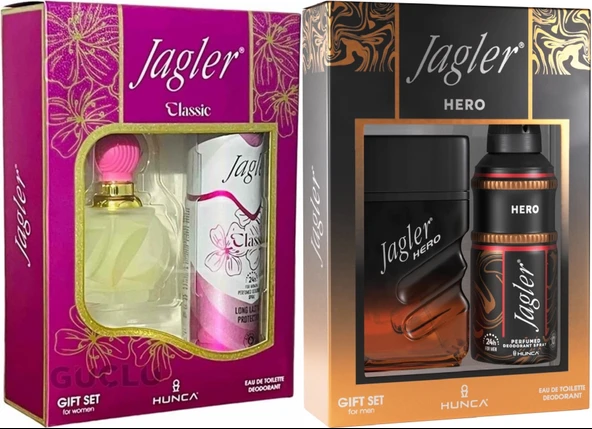 Jagler Parfüm Seti (Karma Set) Kadın 60ML Classic + Deodorant / Erkek 90ML Hero + Deodorant