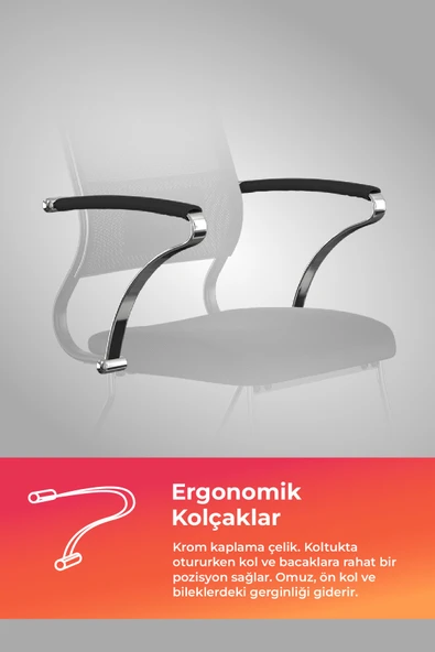 Ergolife Sit Air Ergonomik Bekleme Koltuğu | Krom Ayaklı, Bel Destekli, Fileli, Toplantı Sandalyesi -572.5F.1.6A4 - 4