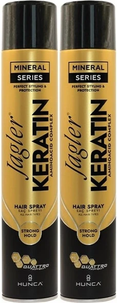Jagler Saç Spreyi 400ML Keratinli  Keratin Strong Hold - Minarelli - Ekstra Sert (2 Li Set)