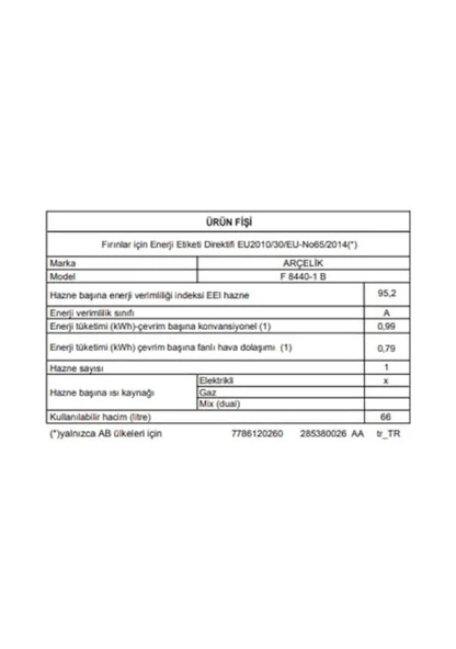 Arçelik F 8440-1 B 66 L Ocaklı Fırın - 6