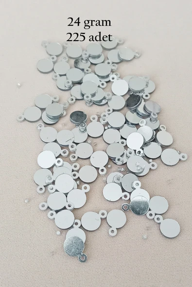Oya Abiye Bileklik Kolye Pleksi Metalik Plastik Pul Gümüş Renk 24 gram 225 adet - BNC580