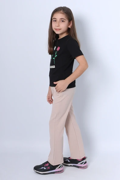 KIZ ÇOCUK İKİLİ TAKIM İSPANYOL PAÇA ÇİÇEK BASKILI D46 - Resim 7