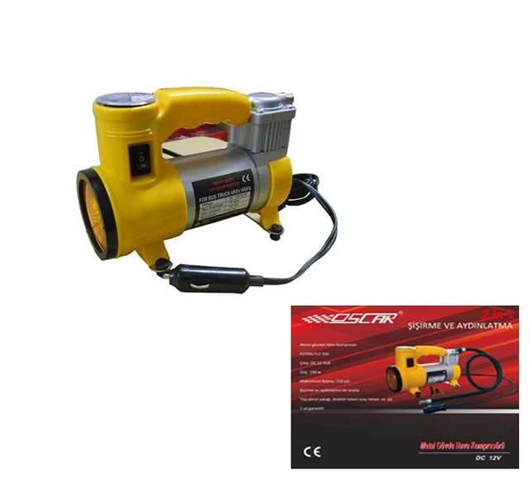 Oscar Araç lastik hava kompresörü metal gövde ışıklı 150psi oscar