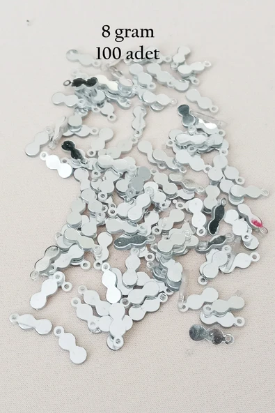 Oya Abiye Bileklik Kolye Pleksi Metalik Plastik Pul Gümüş Renk 8 gram 100 adet - BNC508