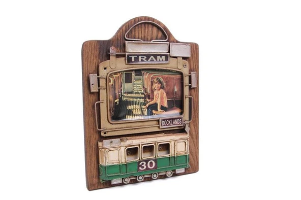 Dekoratif Metal Çerçeve Tramvay Dekorlu Vintage Hediyelik - Resim 2