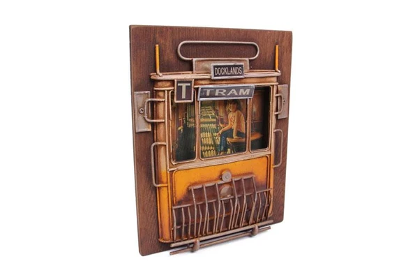 Dekoratif Metal Çerçeve Tramvay Dekorlu Vintage Hediyelik - Resim 2