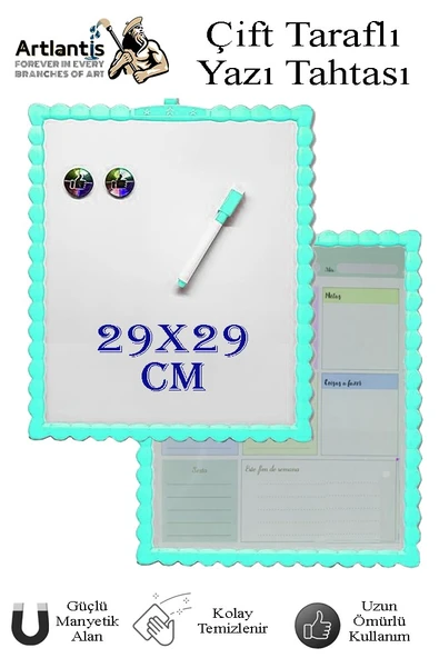 Manyetik Çift Taraflı Yazı Tahtası Renkli 29x29 cm 1 Adet Çocuklar için Silinebilir Mıknatıslı Yazı Tahtası Plastik