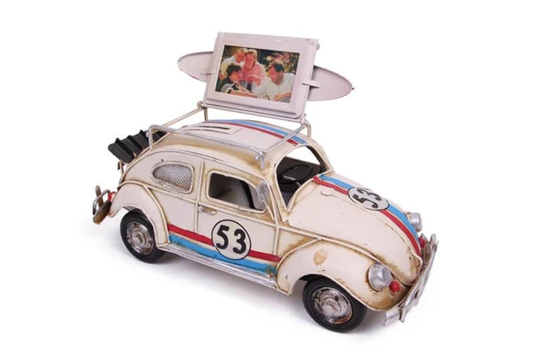 Dekoratif Metal Araba Çerçeveli ve Kumbaralı Hediyelik - Resim 2