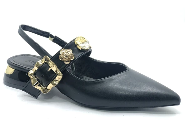 Feles Taş Toka Detaylı Arkası Açık Kadın Babet Ayakkabı - Resim 8