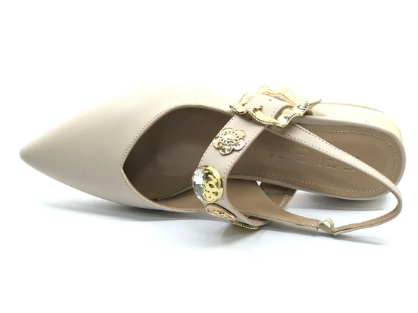 Feles Taş Toka Detaylı Arkası Açık Kadın Babet Ayakkabı - Resim 6