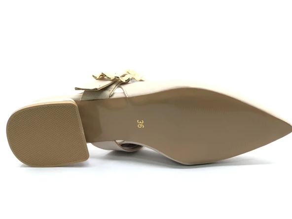 Feles Taş Toka Detaylı Arkası Açık Kadın Babet Ayakkabı - Resim 7