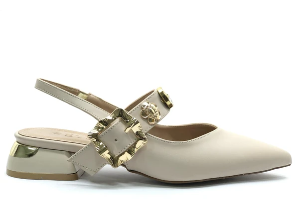 Feles Taş Toka Detaylı Arkası Açık Kadın Babet Ayakkabı - Resim 4