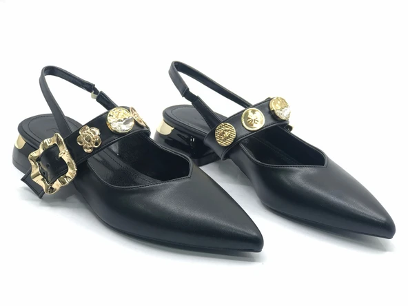 Feles Taş Toka Detaylı Arkası Açık Kadın Babet Ayakkabı - Resim 10