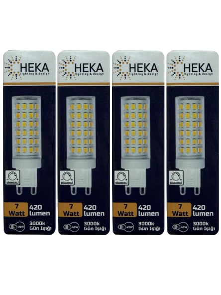 (4 Adet) Heka 7W (49W) 3000K (Gün Işığı) G9 Duylu Dim Edilebilir Led Kapsül Ampul