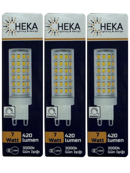 (3 Adet) Heka 7W (49W) 3000K (Gün Işığı) G9 Duylu Dim Edilebilir Led Kapsül Ampul