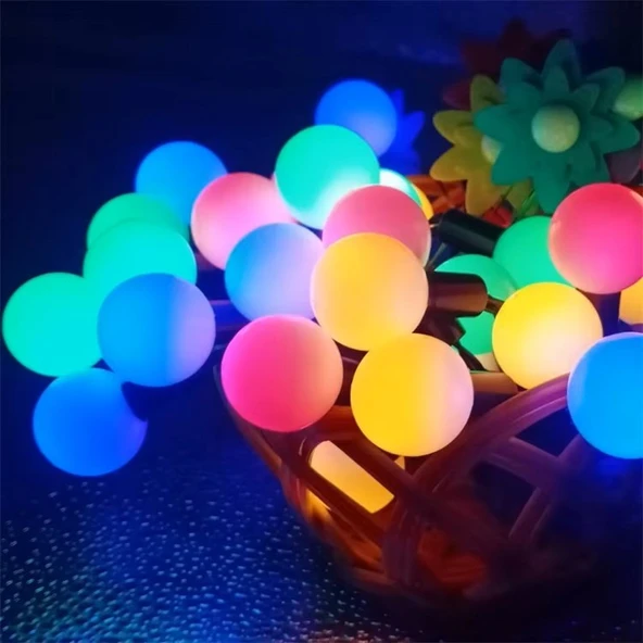 50 Led 7 Metre Solar Renkli Led Işık Güneş Enerjili Bahçe Teras Balkon Ağaç Lambası Aydınlatması - 3