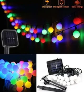 50 Led 7 Metre Solar Renkli Led Işık Güneş Enerjili Bahçe Teras Balkon Ağaç Lambası Aydınlatması - 4