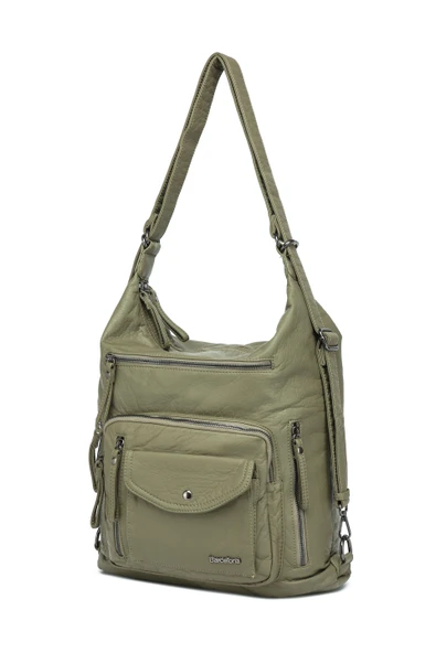 Yıkama Deri Hem Sırt Hem Omuz Kadın Çantası 21-k Barcelona 1580-6 - Resim 2