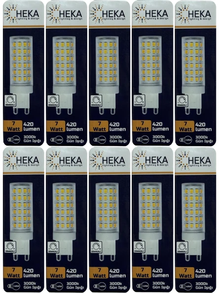 (10 Adet) Heka 7W (49W) 3000K (Gün Işığı) G9 Duylu Dim Edilebilir Led Kapsül Ampul