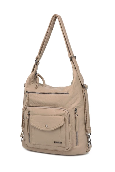 Yıkama Deri Hem Sırt Hem Omuz Kadın Çantası 21-k Barcelona 1580-6 - Resim 2