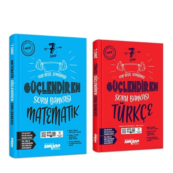 Ankara Yayıncılık 7.Sınıf Türkçe ve Matematik Güçlendiren Soru Bankası Seti 2 Kitap