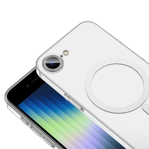 Apple iPhone 16E Kılıf Zore M-safe Şarj Özellikli Şeffaf Kamera Çerçeveli Porto Kapak - 2