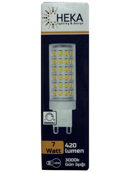 (6 Adet) Heka 7W (49W) 3000K (Gün Işığı) G9 Duylu Dim Edilebilir Led Kapsül Ampul - Resim 2