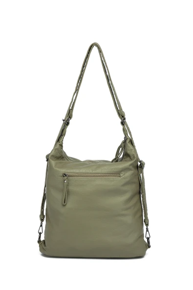 Yıkama Deri Hem Sırt Hem Omuz Kadın Çantası 21-k Barcelona 1580-6 - Resim 3