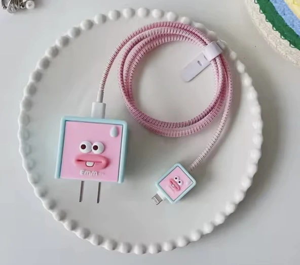 Brokoli Home İphone 18w/20w Uyumlu Şarj Aleti Kılıfı, Şarj Kablo Koruyucu, Şarj Koruyucu Kılıfı,Pemb