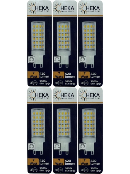 (6 Adet) Heka 7W (49W) 3000K (Gün Işığı) G9 Duylu Dim Edilebilir Led Kapsül Ampul ürün görseli 1