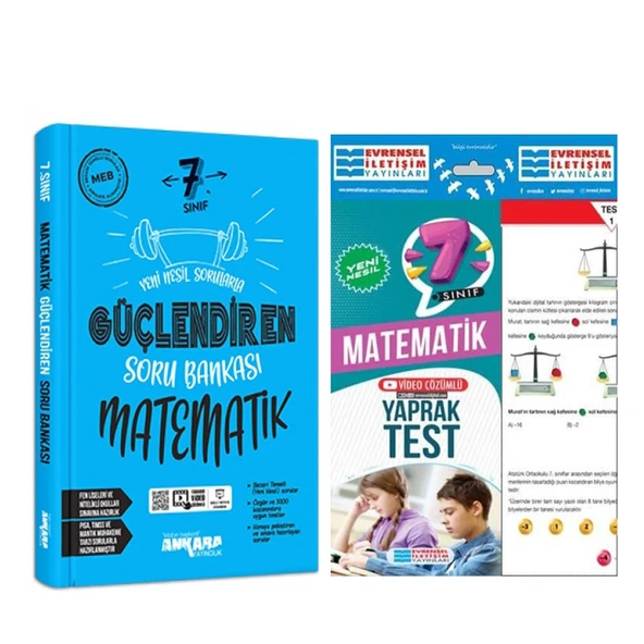 Ankara Yayıncılık 7.Sınıf Matematik Soru Bankası ve Evrensel Yaprak Test Seti 2 Kitap