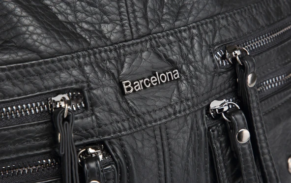 Yıkama Deri Hem Sırt Hem Omuz Kadın Çantası 21-k Barcelona 1925-6 - Resim 7