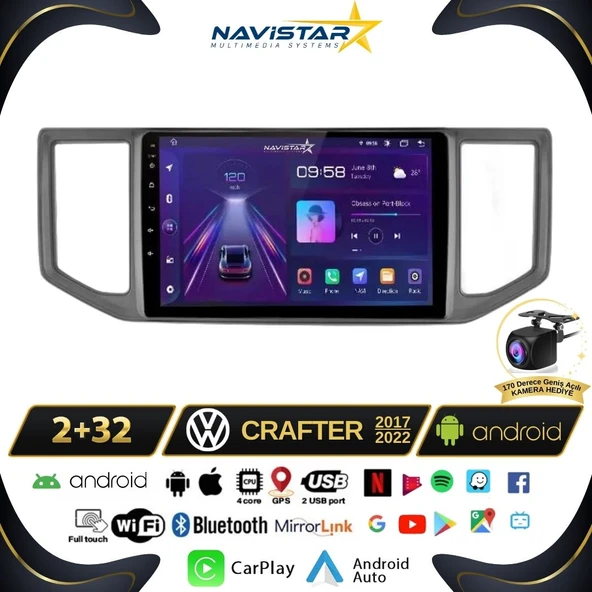 Volkswagen Crafter 2+64GB Android 13 Kablosuz Carplay 2017-2022 Navigasyon Multimedya Sistemi - 1