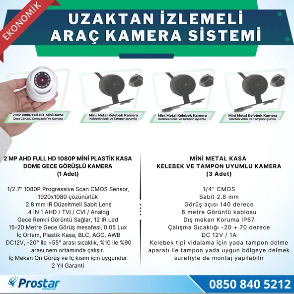 Ekonomik 4 Kameralı Kayıtlı 1 Tb Hdd 7 Inç Ekranlı Uzaktan İzlemeli Tak Kullan Set - 3