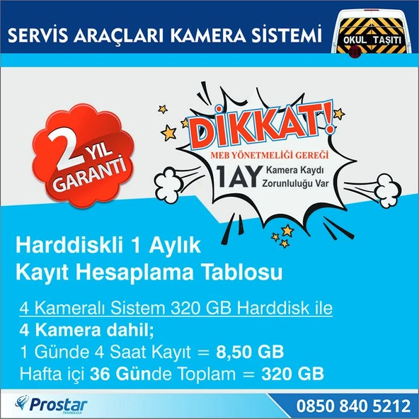 Harddisk Hariç Okul Servisi Araç Kamera Seti - 3