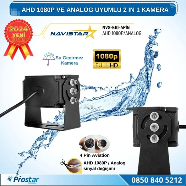 AHD 1080P ve Analog Pal Çevirilebilir 4 Pin Gece Görüşlü Full HD Araç Kamerası - 4
