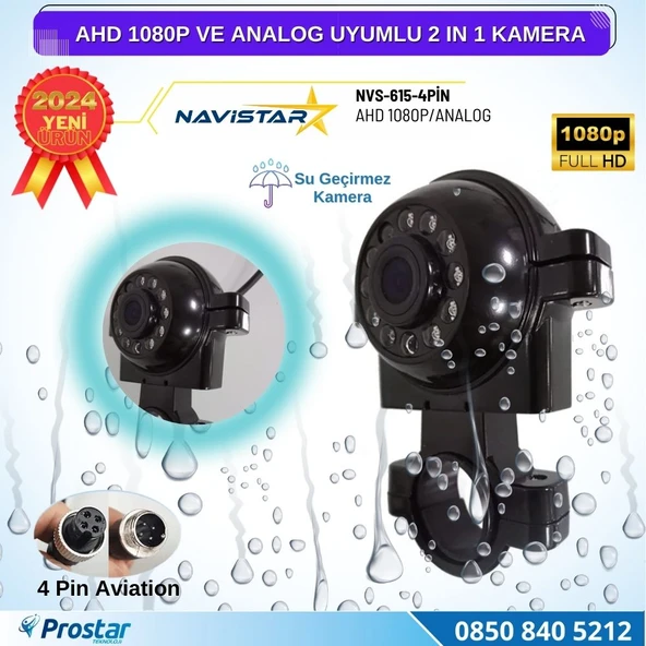 AHD 1080P ve Analog Pal Çevirilebilir 4 Pin Gece Görüşlü Araç Kamerası Metal Kelepçeli Yön Ayarlanabilir Full HD - 4