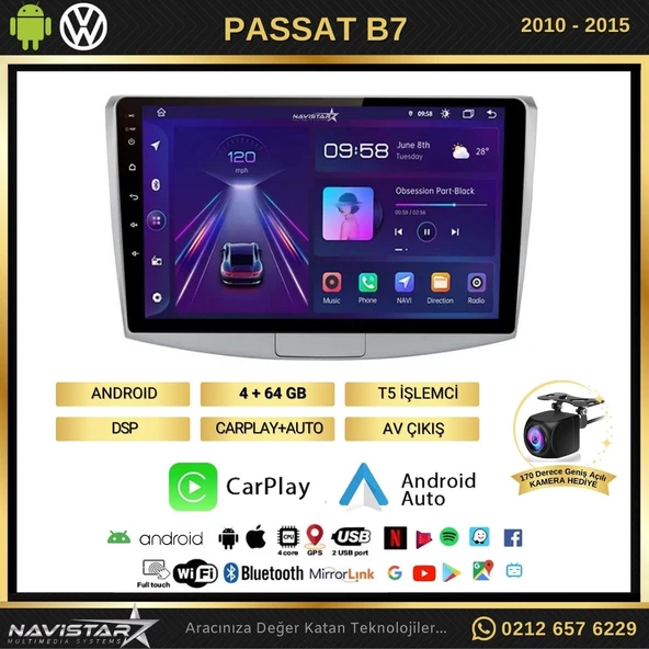 Volkswagen Passat B7 4GB + 64GB Android 13 Kablosuz Carplay 2010-2015 Navigasyon Multimedya Sistemi - 2