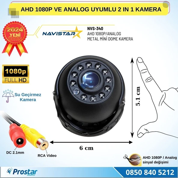 AHD 1080P ve Analog CVBS Pal Dönüştürülebilir Gece Görüşlü Mini Metal Dome Araç Kamerası - 4