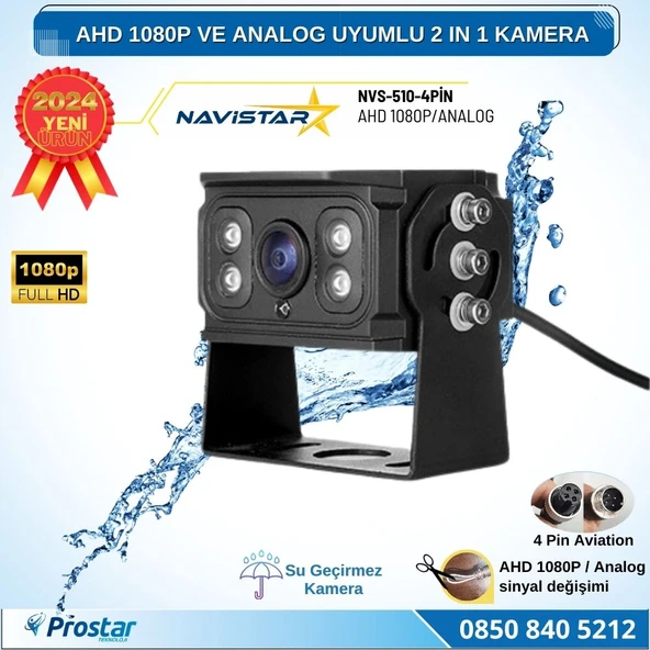 AHD 1080P ve Analog Pal Çevirilebilir 4 Pin Gece Görüşlü Full HD Araç Kamerası - 2