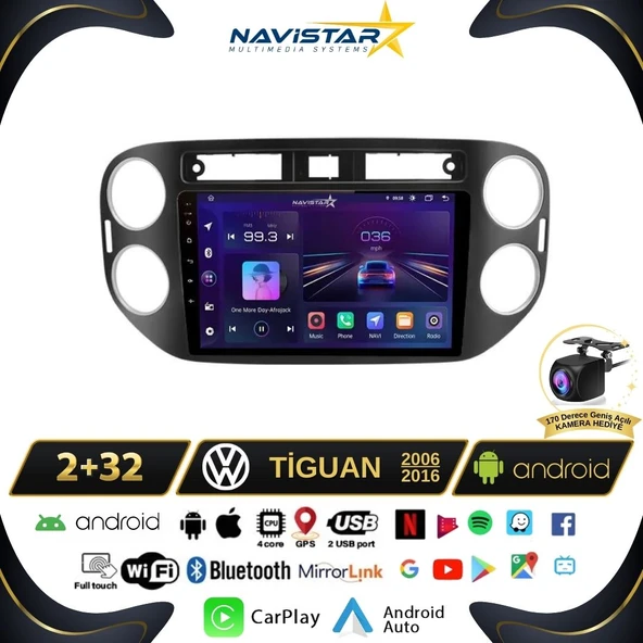 Volkswagen Tiguan 2+64GB Android 13 Kablosuz Carplay 2006-2016 Navigasyon Multimedya Sistemi ürün görseli