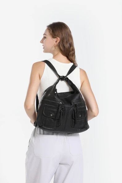 Yıkama Deri Hem Sırt Hem Omuz Kadın Çantası 21-k Barcelona 1925-6 - Resim 6