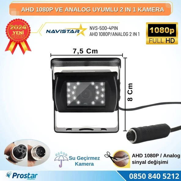Şapkalı AHD 1080P ve Analog Pal Çevirilebilir Gece Görüşlü Metal Ayaklı Full HD Kamera - 2